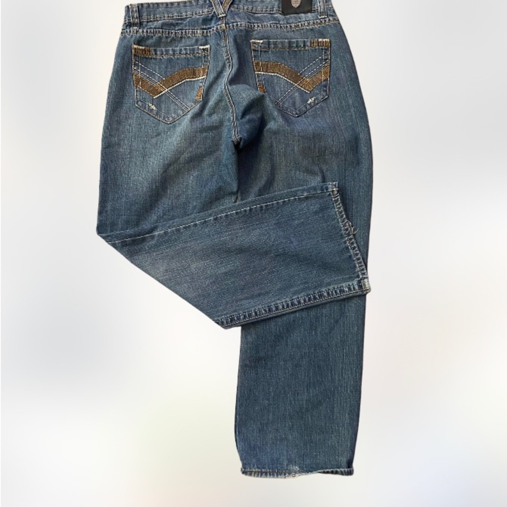 Vtg Y2k Basic Code Embroidered Baggy Distressed S… - image 2